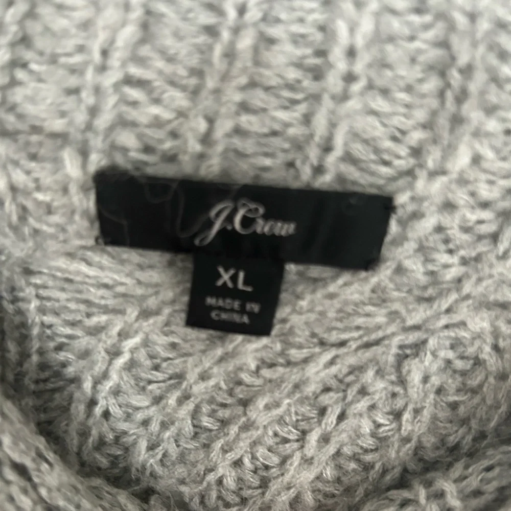 J. Crew Gray Pointelle Alpaca Cable Knit Sweater